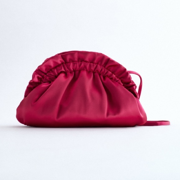 Zara Handbags - NEW! Zara Pink Satin Bag with Ruching